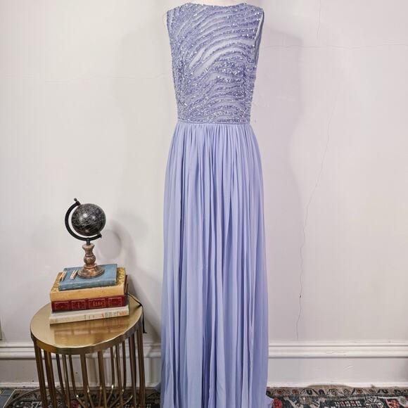 NWT Zuhair Murad Blue Heron Sequin Tulle Silk Gown Size 44 Glam Formal - Picture 1 of 16